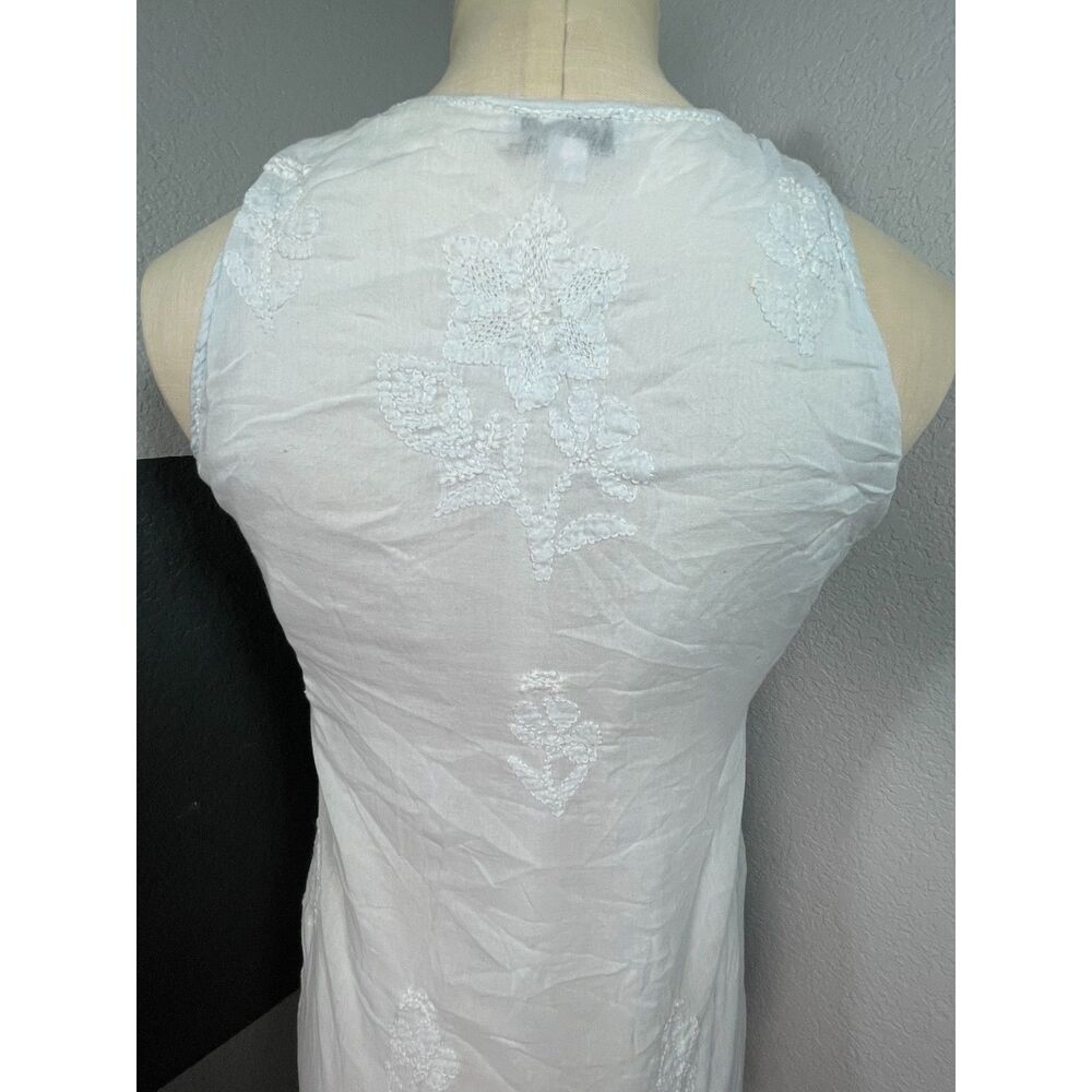 Juliet Dunn London White Embroidered Sleeveless Mini Dress Size 1 S Resort Boho - Picture 4 of 16